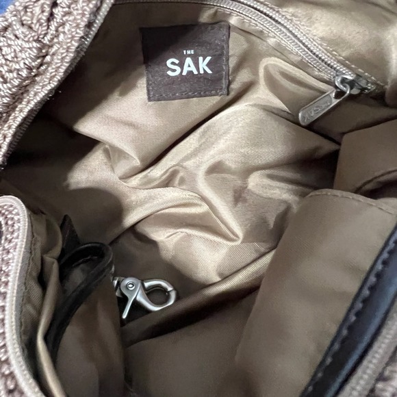 The Sak Boho Knit String hobo baguette shoulder bag Y2K - Picture 3 of 9